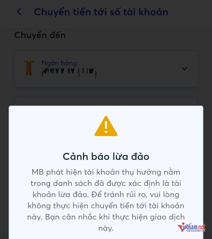 Một ngân hàng gửi 2.700 cảnh báo tài khoản lừa đảo, 1.500 khách dừng giao dịch